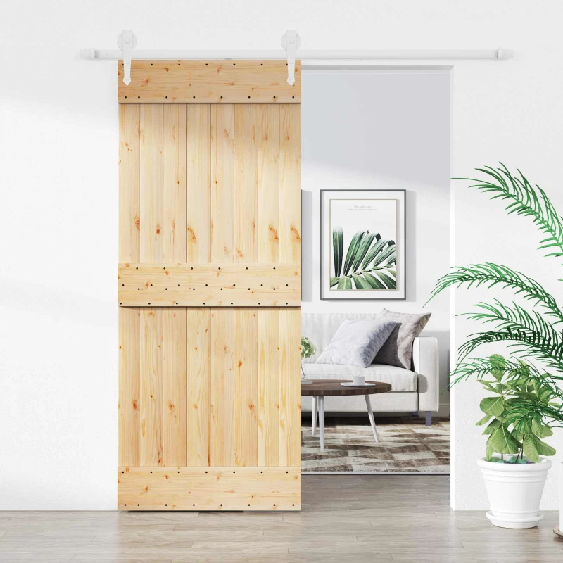 vidaXL Συρόμενη Πόρτα Φυσικό και Λευκό 85 x 210 cm