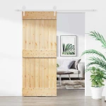 vidaXL Συρόμενη Πόρτα Φυσικό και Λευκό 85 x 210 cm