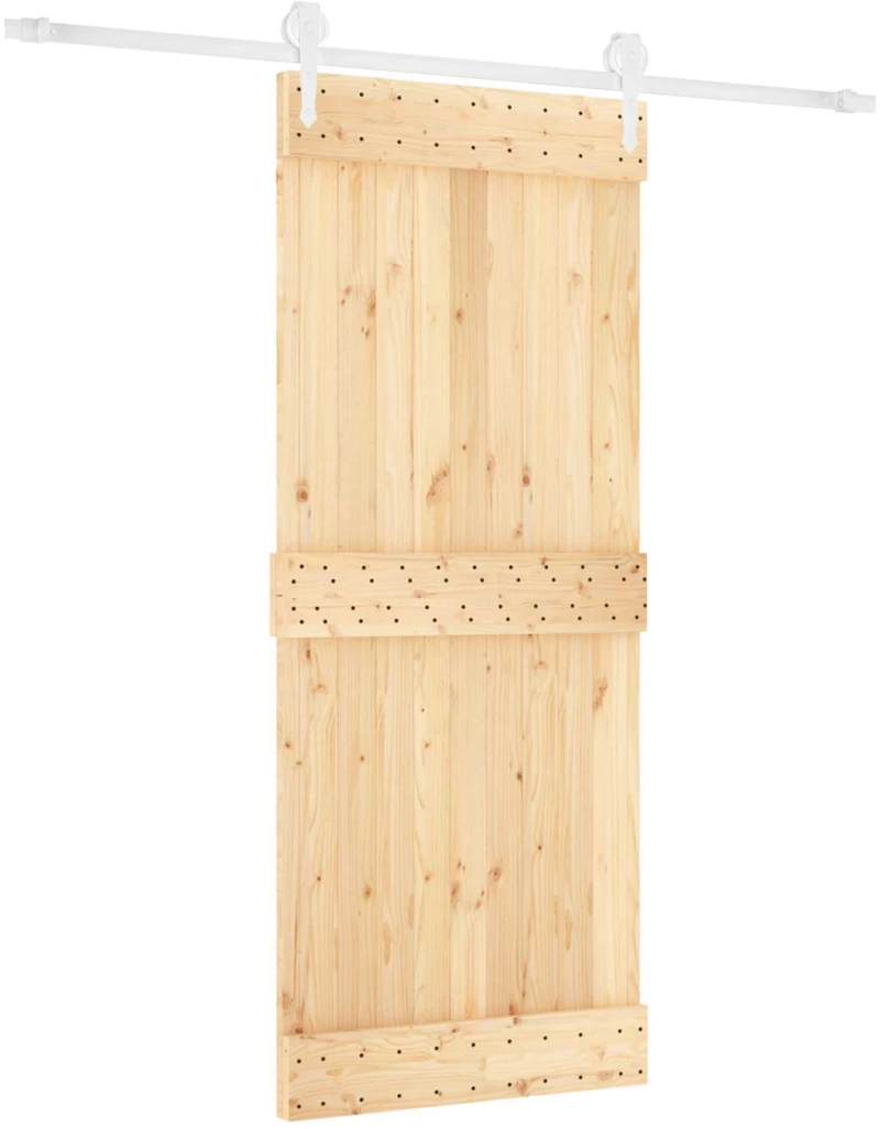 vidaXL Συρόμενη Πόρτα Φυσικό και Λευκό 85 x 210 cm
