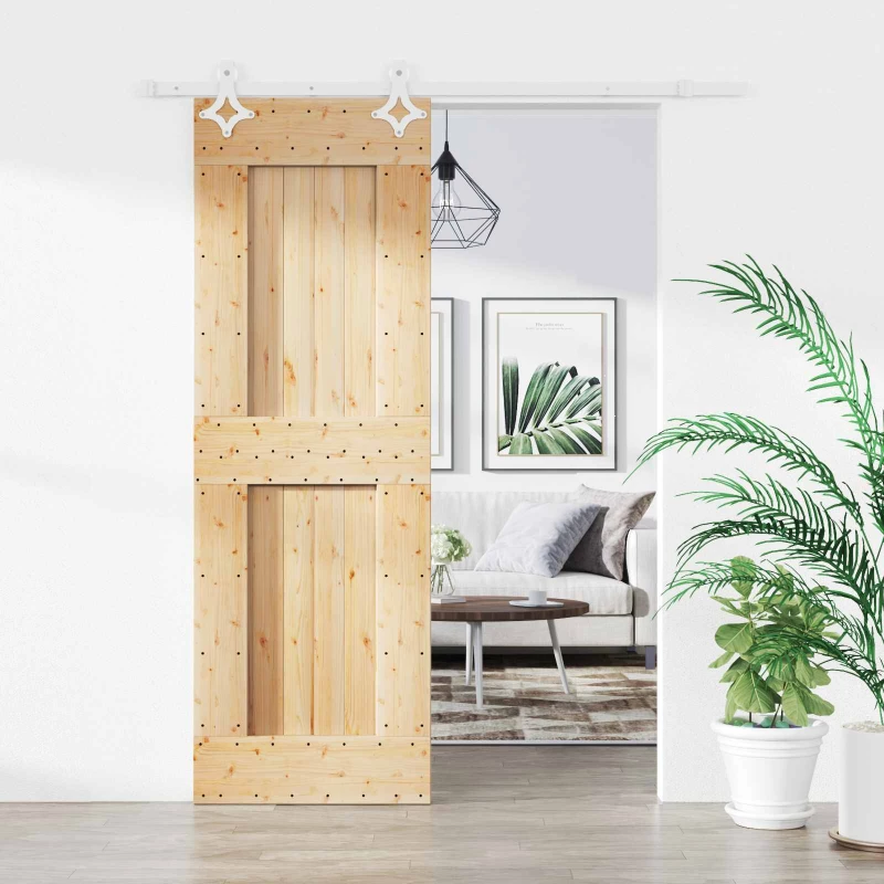 vidaXL Συρόμενη Πόρτα Φυσικό και Λευκό 70 x 210 cm