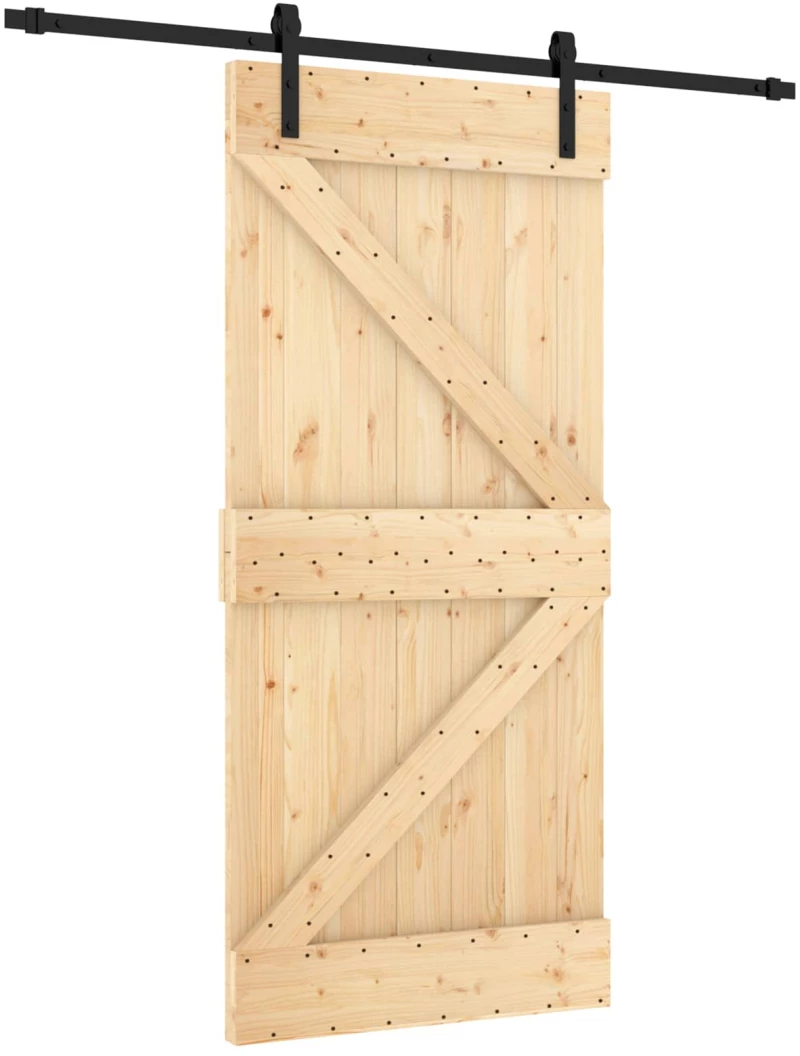 vidaXL Συρόμενη Πόρτα Φυσικό και Μαύρο 95 x 210 cm
