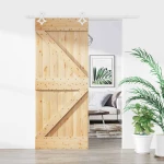 vidaXL Συρόμενη Πόρτα Φυσικό και Λευκό 85 x 210 cm