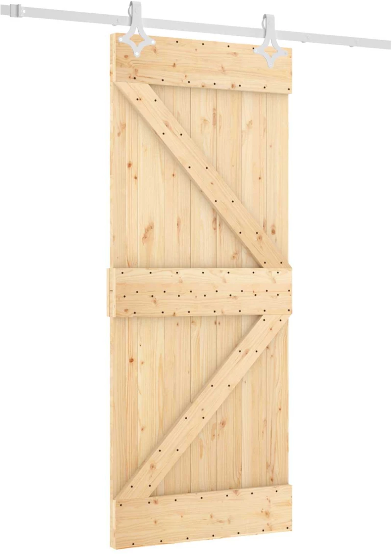 vidaXL Συρόμενη Πόρτα Φυσικό και Λευκό 85 x 210 cm