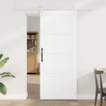 vidaXL Συρόμενη Πόρτα Λευκό 83 x 202 εκ. Μασίφ Ξύλο Πεύκου