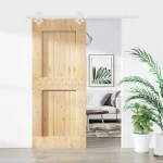 vidaXL Συρόμενη Πόρτα Φυσικό και Λευκό 85 x 210 cm