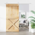 vidaXL Συρόμενη Πόρτα Φυσικό και Λευκό 95 x 210 cm