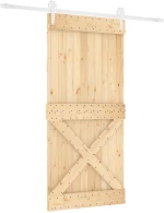 vidaXL Συρόμενη Πόρτα Φυσικό και Λευκό 95 x 210 cm