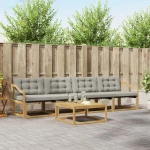 vidaXL Σειρά Καναπέ Εξωτερικού 5 pcs Λευκό και Ανοιχτό Γκρι