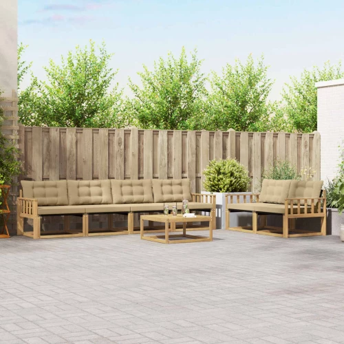 vidaXL Σειρά Καναπέ Εξωτερικού 7 pcs Λευκό και Μπεζ 79 x 79 x 37 εκ