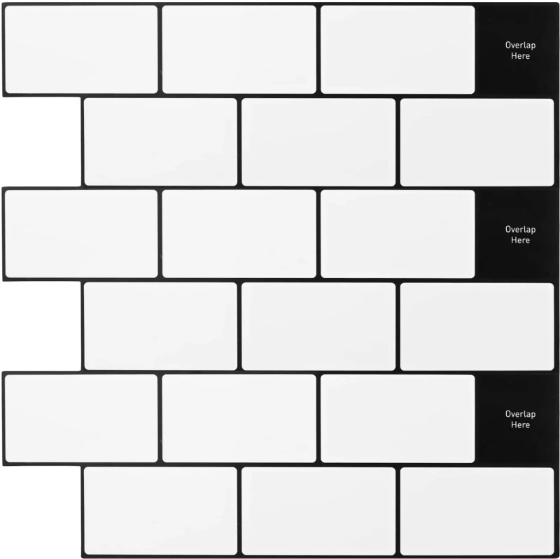 vidaXL Πλακάκι Subway 10 pcs Λευκό Μαύρο 30 x 30 cm