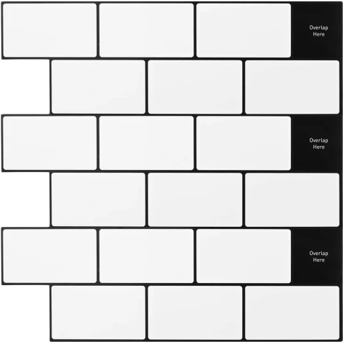 vidaXL Πλακάκι Subway 10 pcs Λευκό Μαύρο 30 x 30 cm