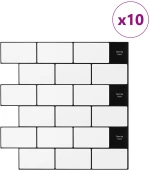 vidaXL Πλακάκι Subway 10 pcs Λευκό Μαύρο 30 x 30 cm