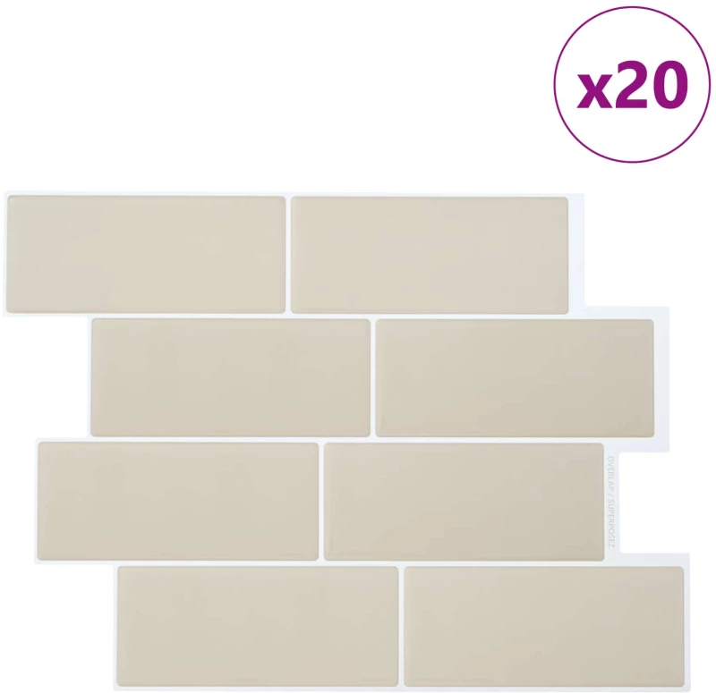 vidaXL Πλακάκι Subway 20 pcs Μπεζ 29 x 21 εκ Πολυουρεθάνη και PET