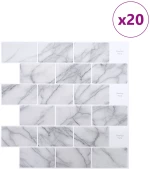 vidaXL Πλακάκι Subway 20 pcs Λευκό Μάρμαρο 30 x 30 cm