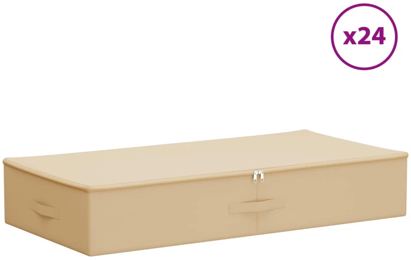 vidaXL Κουτί αποθήκευσης 24 pcs Κρεμ 100 x 50 x 18 εκ. Ύφασμα