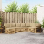 vidaXL Σειρά Καναπέ Εξωτερικού 8 pcs Λευκό και Μπεζ