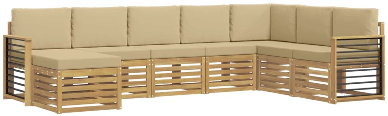vidaXL Σειρά Καναπέ Εξωτερικού 8 pcs Λευκό και Μπεζ