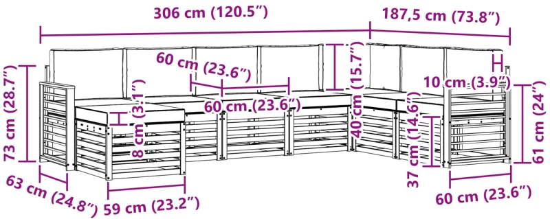 vidaXL Σειρά Καναπέ Εξωτερικού 8 pcs Λευκό και Μπεζ