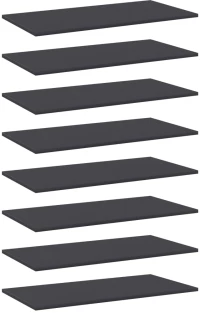 vidaXL Ράφια Βιβλιοθήκης 8 τεμ. Γκρι 80x40x1,5 εκ. από Μοριοσανίδα