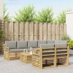 vidaXL Σειρά Καναπέ Εξωτερικού 9 pcs Λευκό και Ανοιχτό Γκρι