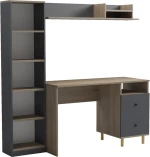 Σύνθεση γραφείου Kontor pakoworld sonoma-ανθρακί 160x50x158,2εκ