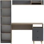 Σύνθεση γραφείου Kontor pakoworld sonoma-ανθρακί 160x50x158,2εκ