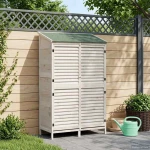 vidaXL Αποθήκη Κήπου Λευκό 106 x 56 x 176,5 εκ Στερεό Ξύλο Πεύκου