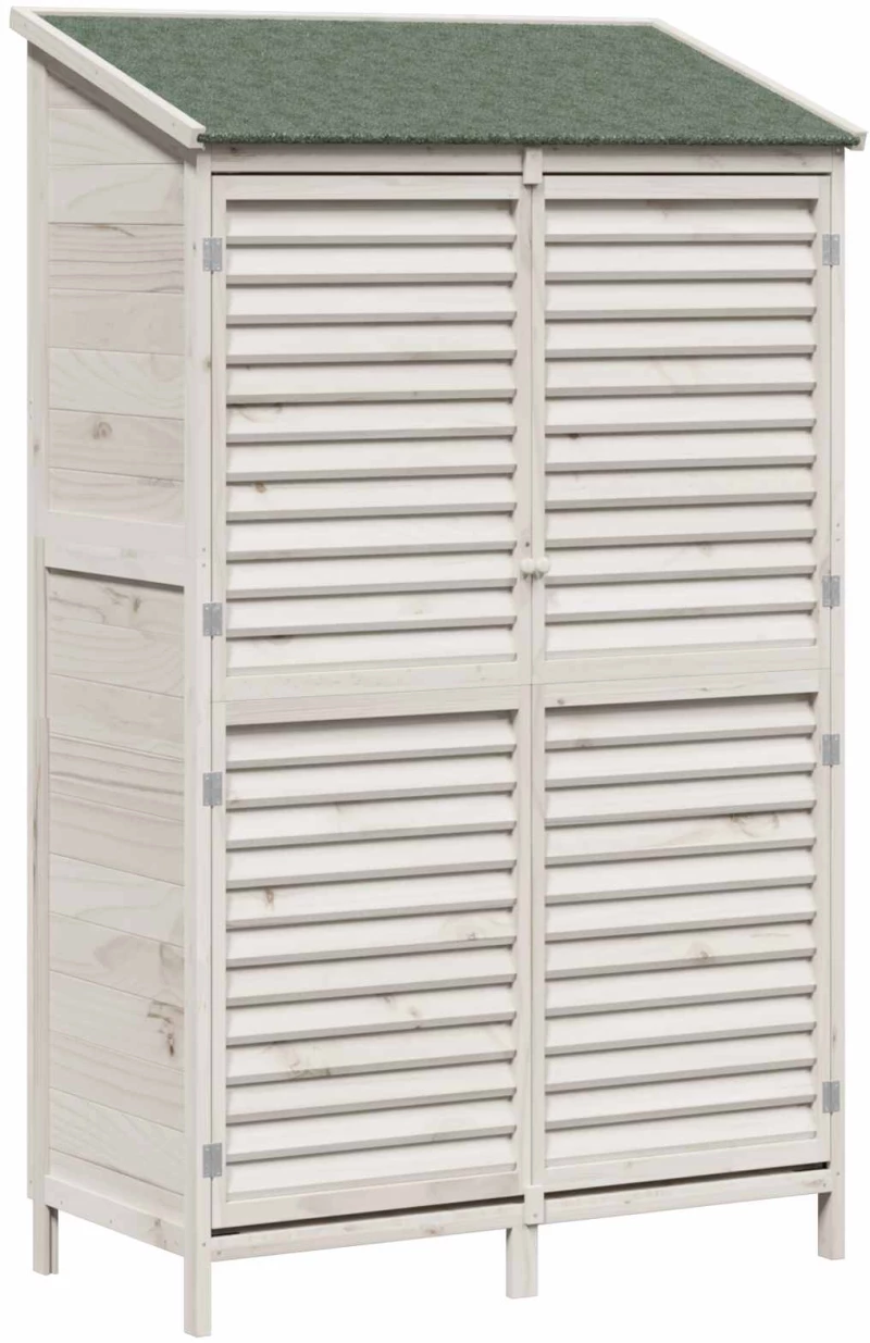 vidaXL Αποθήκη Κήπου Λευκό 106 x 56 x 176,5 εκ Στερεό Ξύλο Πεύκου
