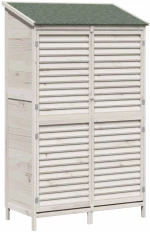 vidaXL Αποθήκη Κήπου Λευκό 106 x 56 x 176,5 εκ Στερεό Ξύλο Πεύκου