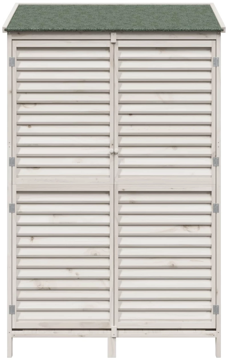 vidaXL Αποθήκη Κήπου Λευκό 106 x 56 x 176,5 εκ Στερεό Ξύλο Πεύκου