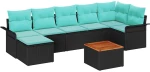 vidaXL Σετ Καναπέ Κήπου με μαξιλάρι 8 pcs Μαύρο συνθετικό ρατάν