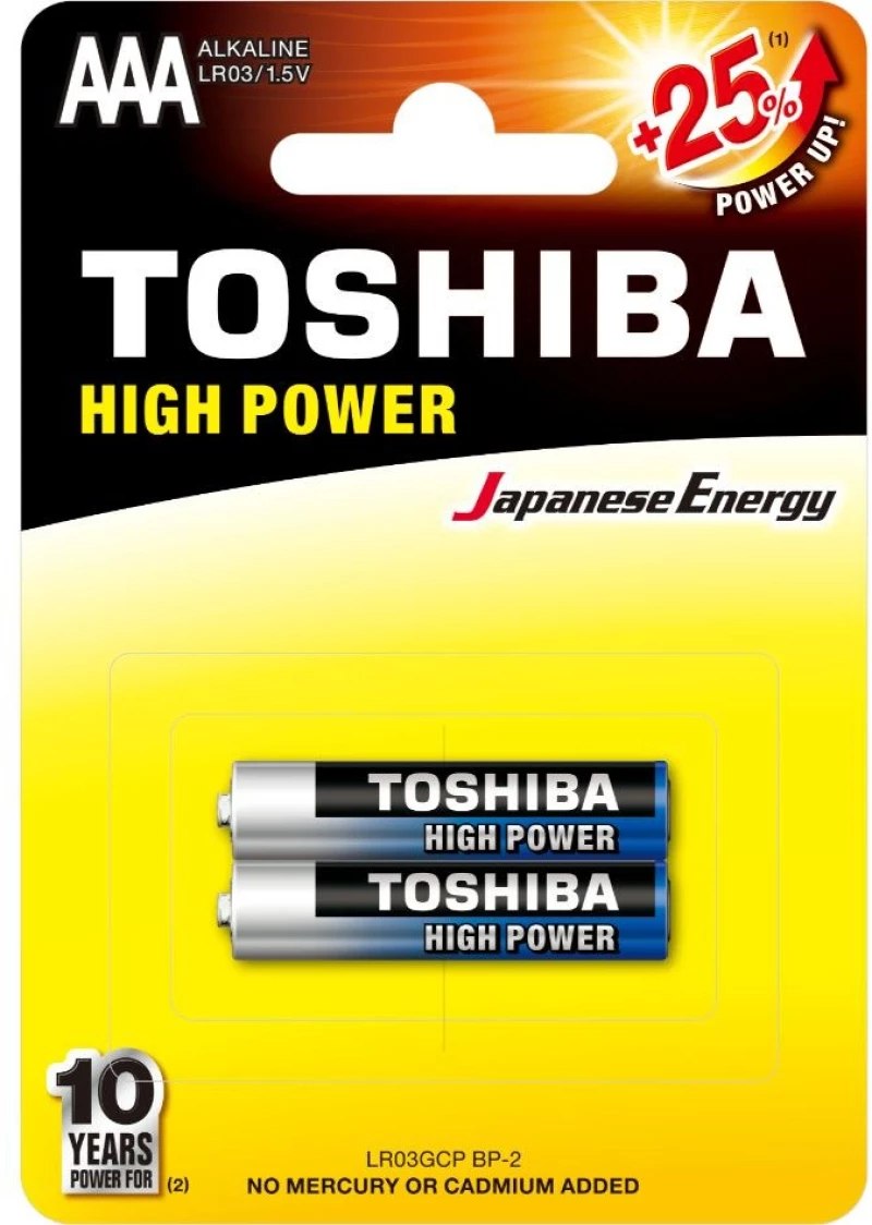 Toshiba High Power Αλκαλικές Μπαταρίες AAA 1.5V 2τμχ (LR03GCP BP-2)