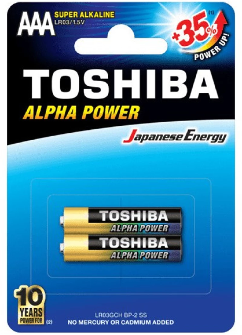 Toshiba Alpha Power Αλκαλικές Μπαταρίες AAA 1.5V 2τμχ (LR03GCH BP-2)