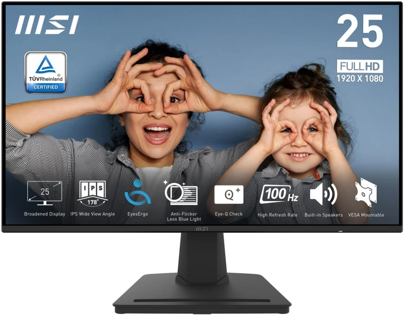 LCD Monitor|MSI|PRO MP252|24.5"|Panel IPS|1920x1080|16:9|100Hz|Matte|1 ms|Speakers|Tilt|Colour Black|PROMP252