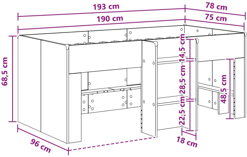 vidaXL Κρεβάτι Υψηλού Στυλ για Παιδιά 2 pcs Artisian Δρυς