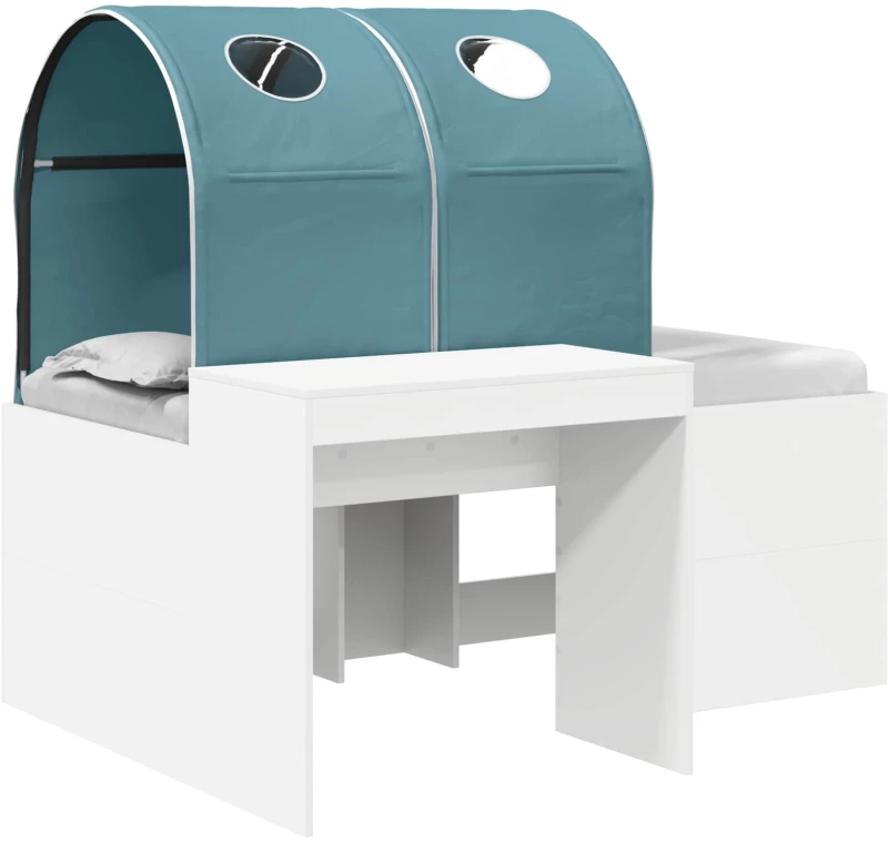 vidaXL Κρεβάτι με Σήραγγα 4 pcs Καρυδί και Ανοιχτό Μπλε