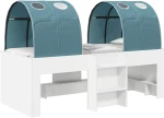 vidaXL Κρεβάτι με Σήραγγα 4 pcs Λευκό και Γαλάζιο Επεξεργασμένο Ξύλο