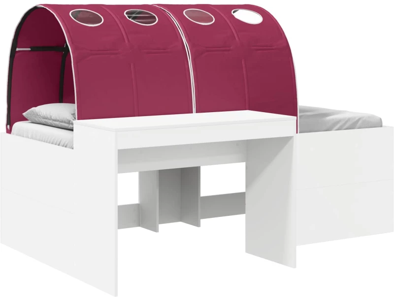 vidaXL Κρεβάτι με Τούνελ 4 pcs Καρυδί και Κόκκινο Επεξεργασμένο Ξύλο