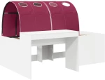 vidaXL Κρεβάτι με Τούνελ 4 pcs Καρυδί και Κόκκινο Επεξεργασμένο Ξύλο