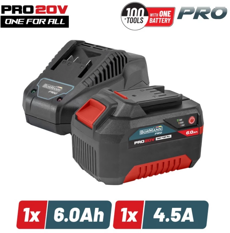 BORMANN Pro BBP9960 STARTER KIT 20V, ΜΠΑΤΑΡΙΑ 6.0Ah & ΦΟΡΤΙΣΤΗΣ 4.5Α (083641)