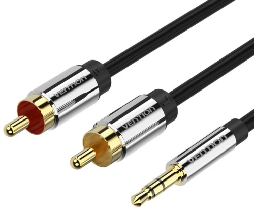 VENTION 3.5mm Male to 2RCA Male Audio Cable 1.5M Gray Aluminum Alloy Type (BCNBG) (VENBCNBG)
