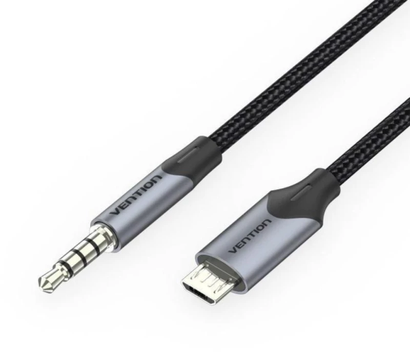 VENTION Micro USB Male to TRRS 3.5mm Male Audio Cable 1M Black (BDGBF) (VENBDGBF)
