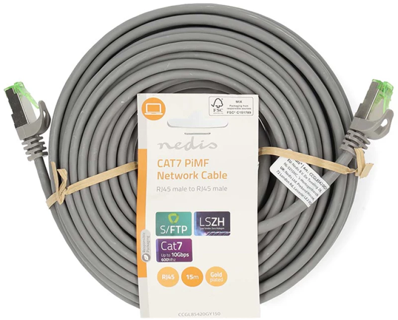 NEDIS CCGL85420GY150 Καλώδιο δικτύου CAT 7, S/FTP, 15m γκρι