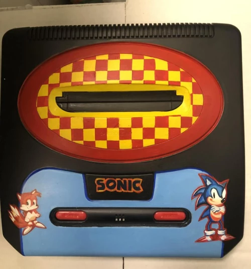 Hand-Painted Sega Mega Drive 2 Shell (Sonic)