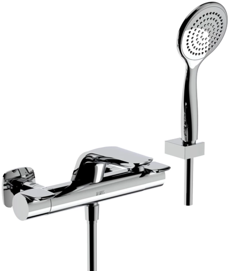 Horus Naja Contemporary Collection - Complete Exposed Thermostatic Wall Bath-shower Mixer - Chrome 48.714-CH