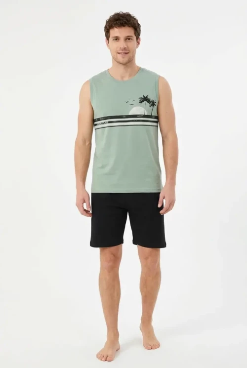 Πυτζάμα καλοκαιρινή ανδρική "Tropical" μέντα