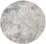 Χαλί Gossip 9856A Grey-Blue Round Βιοκαρπέτ 160X160 Round