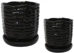 Κασπώ (Σετ 2Τμχ) 06-99064 SET2 13,5x14,5/19x18,5cm Black Marhome Πηλός
