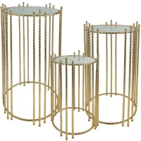 Τραπεζάκια Βοηθητικά (Σετ 3Τμχ) 15-40115 SET3 Φ28x50/32x60/38x70cm Gold