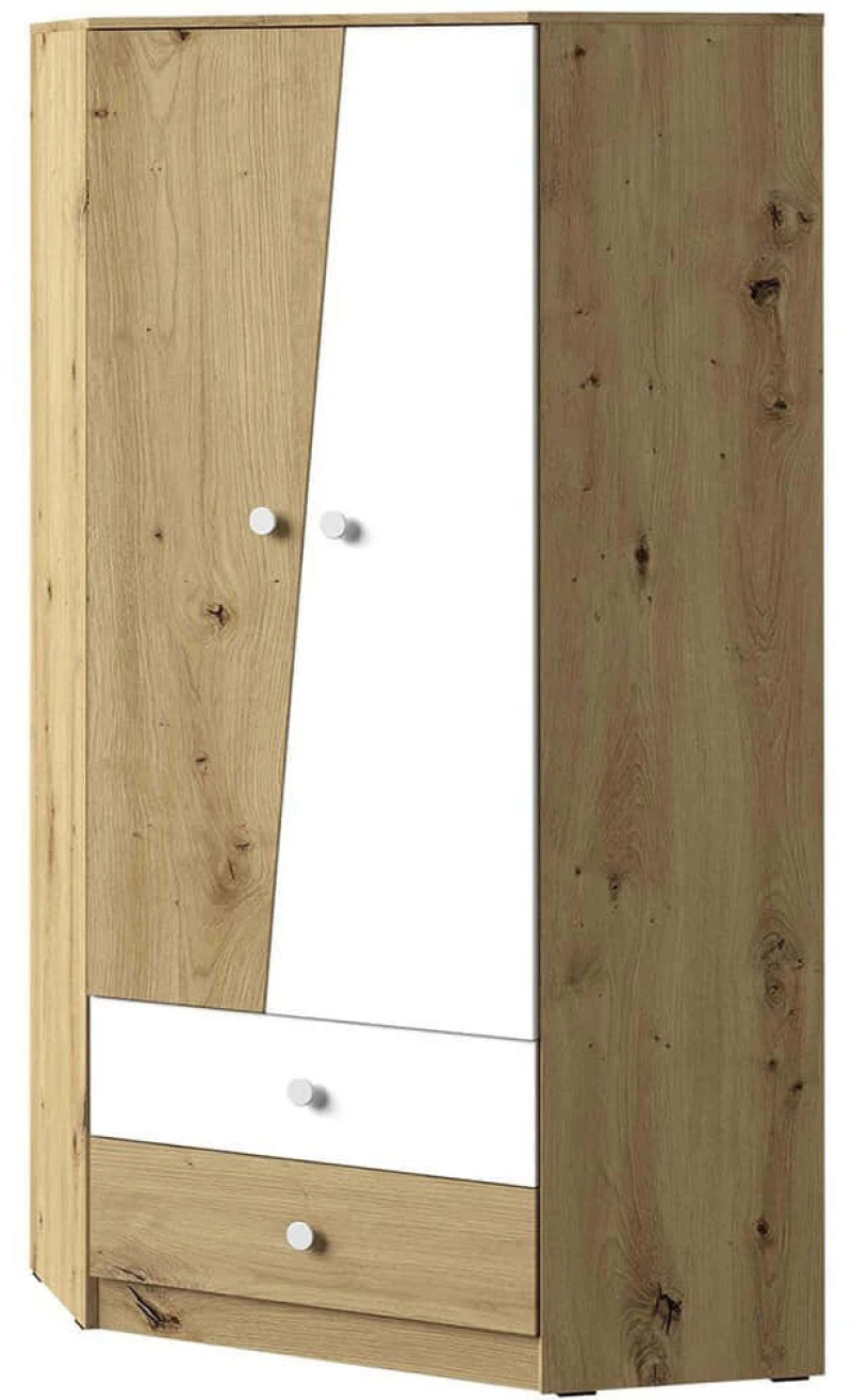Ντουλάπα Δίφυλλη Γωνιακή Nero 162293009 87x87x191cm Natural-White Δίφυλλη